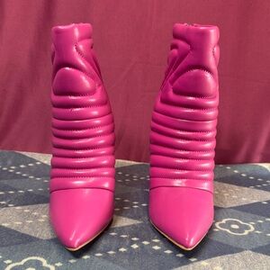 Glaze Fuchsia Quilted Heeled Boots